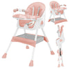 Chaise haute bébé 3-en-1 évolutive rose avec plateau repas et structure pliable - Bébé Lova