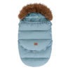 Chancelière évolutive poussette CozyNest coloris bleu à col fourrure - Bébé Lova