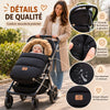 Détails de qualité de la chancelière CozyNest : grande fermeture à glissière, boutons pression sécurisés, tissu déperlant et design élégant - Bébé Lova