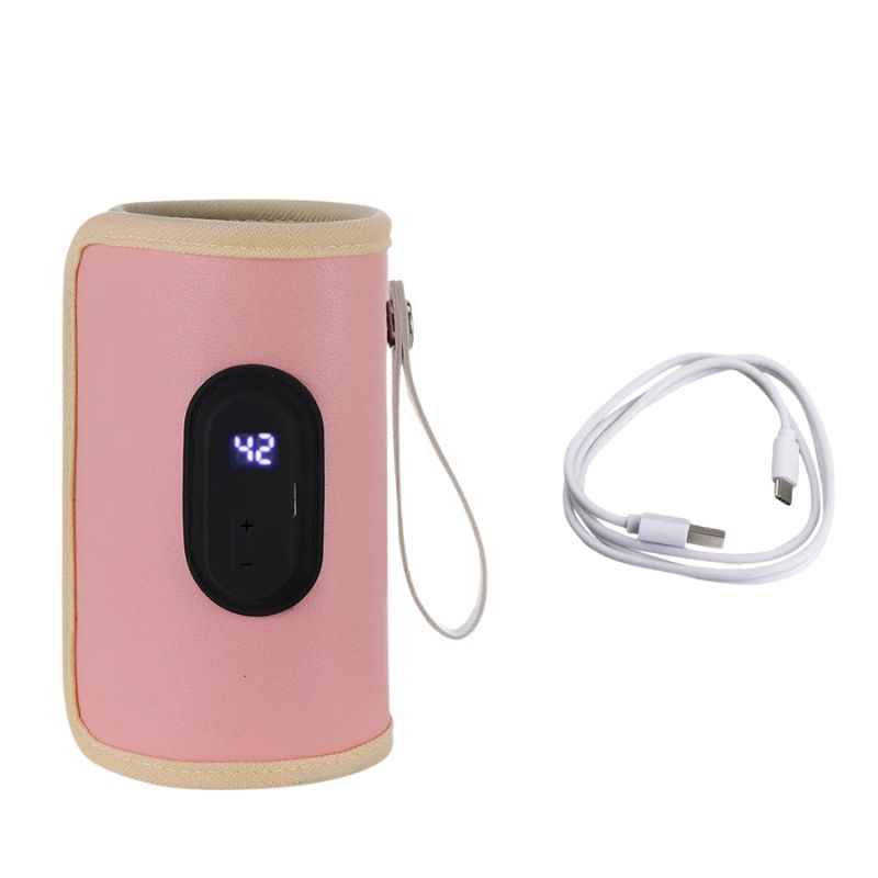 Chauffe-biberon portable USB rose avec câble de recharge inclus - Bébé Lova