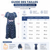 Guide des tailles de la chemise de nuit maternité, du S au XXL avec tour de poitrine, longueur des manches et longueur totale - Bébé Lova
