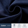 Gros plan sur le tissu coton bleu marine doux, respirant et confortable de la combinaison baseball - Bébé Lova