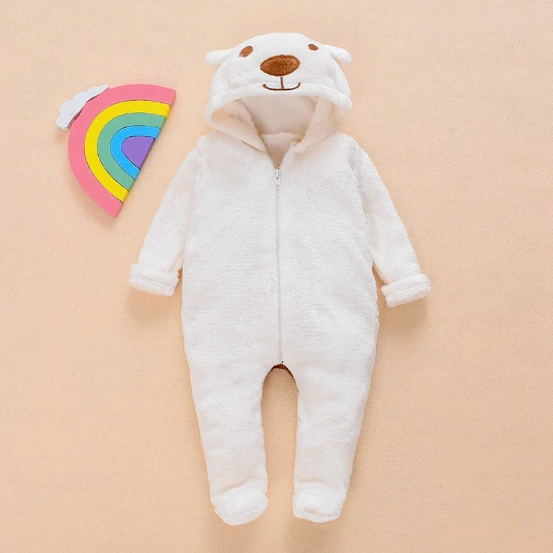 Combinaison ours blanche pour bébé avec capuche et fermeture zippée - Bébé Lova