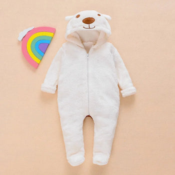 Combinaison ours blanche pour bébé avec capuche et fermeture zippée - Bébé Lova