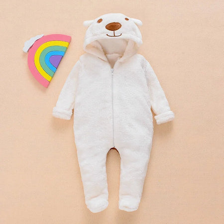 Combinaison ours blanche pour bébé avec capuche et fermeture zippée - Bébé Lova