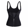 Corset gainant sauna noir vue de face avec fermeture éclair et maintien abdominal - Bébé Lova