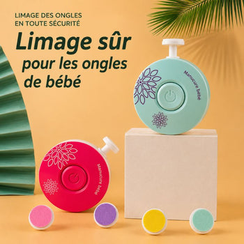Coupe-ongles électrique bébé SixHead rose et vert avec embouts de limage colorés - Bébé Lova