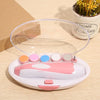 Version rose du coupe-ongles électrique bébé avec coffret transparent et embouts colorés - Bébé Lova