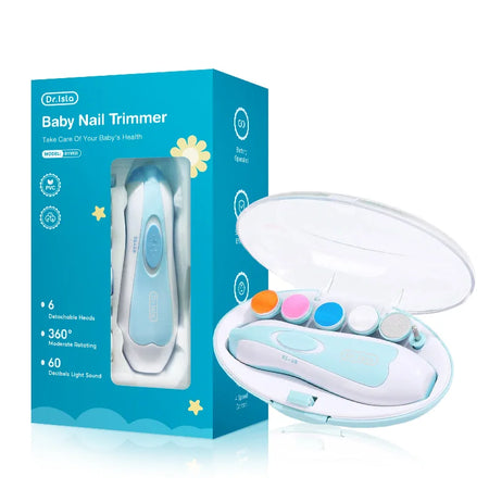 Kit coupe-ongles électrique LED bébé avec embouts et boîtier de rangement bleu et rose - Bébé Lova