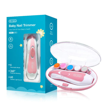 Coupe-ongles électrique LED bébé version rose avec coffret de rangement et embouts interchangeables - Bébé Lova