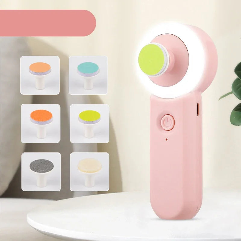 Coupe-ongles électrique bébé rose avec lumière LED et six têtes de limage adaptées aux différents âges - Bébé Lova