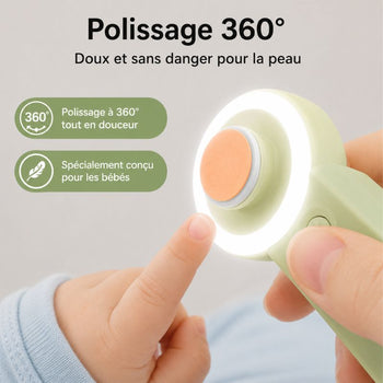 Coupe-ongles électrique bébé avec polissage 360° doux et sécurisé pour les ongles délicats des nourrissons - Bébé Lova