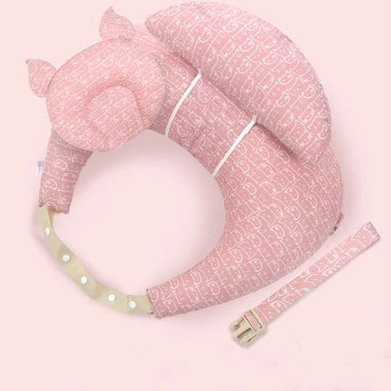 Coussin d'allaitement ergonomique NurseWrap coloris Chaton Rose, motifs chats, avec cale-tête et sangle réglable - Bébé Lova