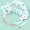 Coussin d'allaitement NurseWrap vert menthe à motifs cerfs et cadeaux avec cale-tête - Bébé Lova