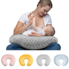 Maman allaitant son bébé avec un coussin d’allaitement en forme U gris ultra doux - Bébé Lova