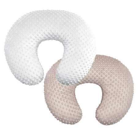 Deux coussins d’allaitement en forme U avec housse minky blanche et rose poudré - Bébé Lova