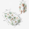 Dimensions du coussin anti-reflux bébé 45 × 40 cm avec aperçu de la taille réelle et bébé allongé - Bébé Lova