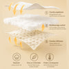 Infographie de la composition en 3 couches du coussin BearCush : mousseline de coton, rembourrage central et velours Minky, respirant et doux - Bébé Lova