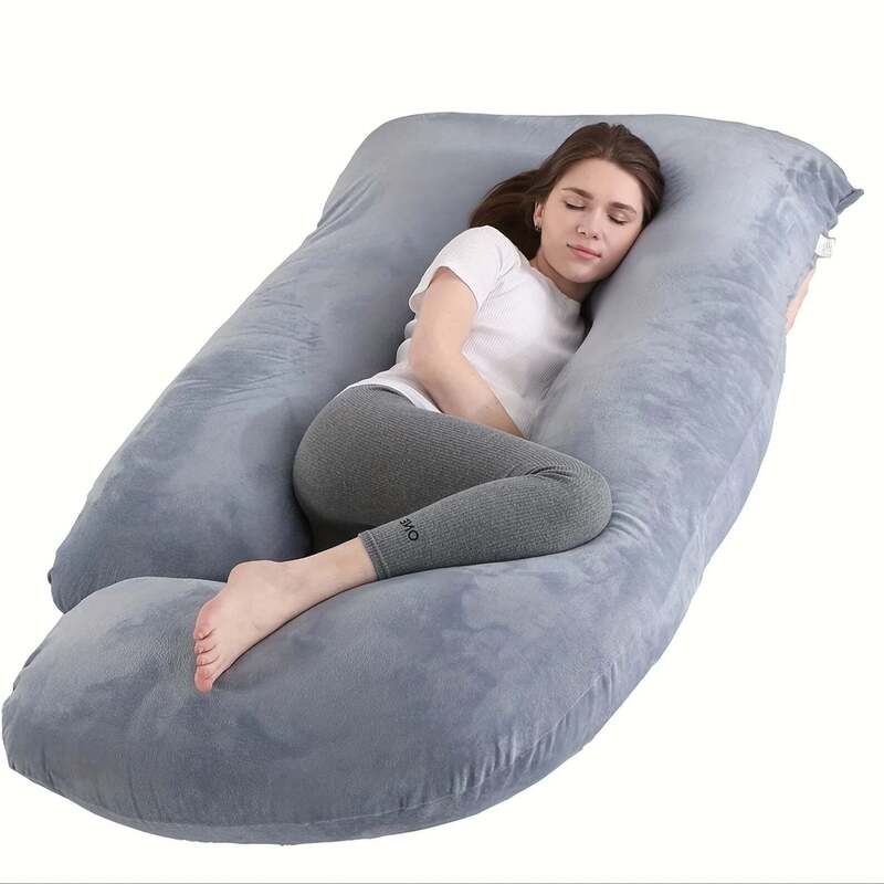 FullBodyPillow mannequin sommeil latéral coussin G gris foncé fond blanc - Bébé Lova