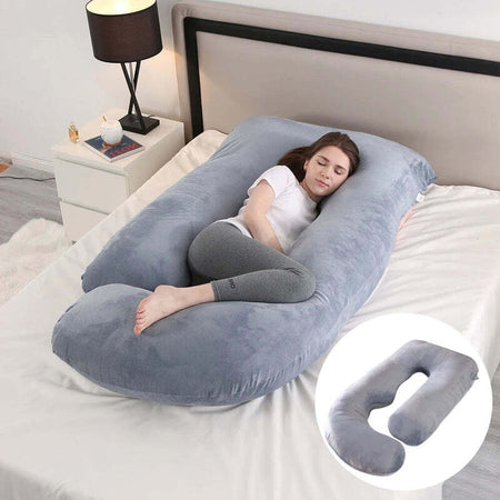 FullBodyPillow mannequin sommeil latéral coussin G gris chambre lit insert vue 3D - Bébé Lova