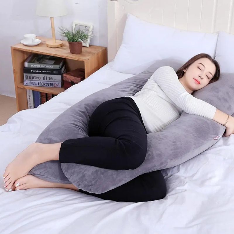 FleecePillow mannequin sommeil latéral coussin U gris polaire chambre lit livres - Bébé Lova