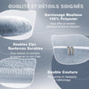 Zoom sur les coutures renforcées et les fermetures du coussin de grossesse U Pillow - Bébé Lova