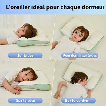 Oreiller cervical enfant adapté à toutes les positions : sur le dos, sur le côté et sur le ventre - Bébé Lova