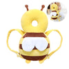 Coussin de protection tête bébé motif abeille jaune vu de face avec aperçu de bébé qui le porte - Bébé Lova