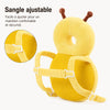 Zoom sur la sangle ajustable et la sangle horizontale du coussin de protection tête bébé abeille - Bébé Lova