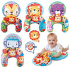 Différents modèles du coussin tummy time avec mini-lion à fonction sonore BB Sound et bébé qui joue dessus - Bébé Lova