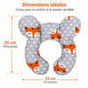 Dimensions du coussin de voyage, 25 cm de hauteur et 23 cm de largeur - Bébé Lova