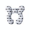 Coussin de voyage tête et nuque motif masques noirs sur fond blanc - Bébé Lova