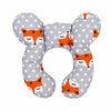 Coussin de voyage tête et nuque motif renards orange sur fond gris à pois - Bébé Lova