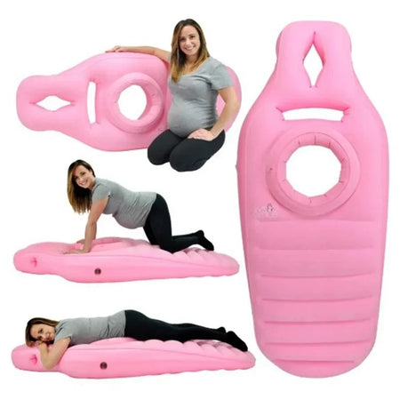 Coussin gonflable de grossesse rose utilisé pour dormir, se détendre et soulager le ventre pendant la grossesse - Bébé Lova
