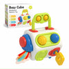 Cube d’activités Montessori BusyCube pour bébé avec boutons sensoriels, formes à manipuler et éléments interactifs - Bébé Lova