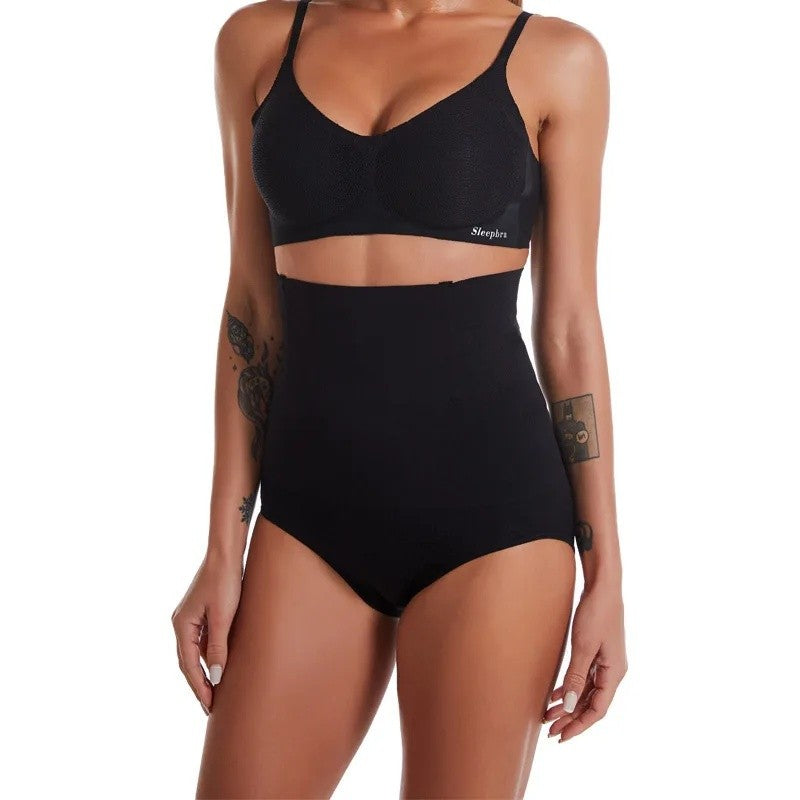 Culotte gainante noire taille haute sans couture avec maintien sculptant intégral - Bébé Lova