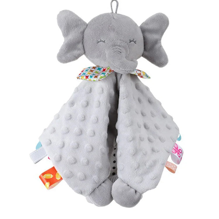 Doudou éléphant Elephantie packshot face étiquettes sensorielles peluche - Bébé Lova