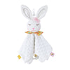 Doudou lapin Montessori blanc avec détails roses et tissu sensoriel - Bébé Lova
