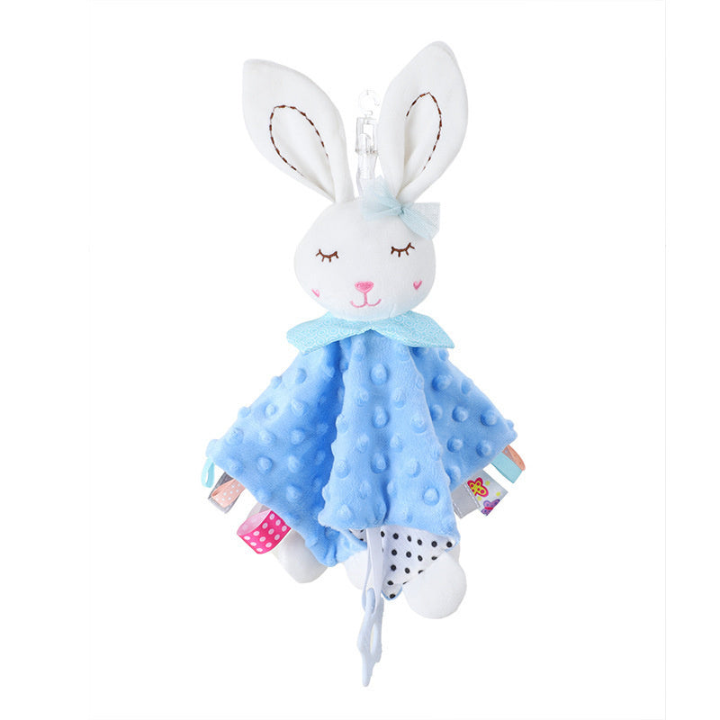 Doudou lapin Montessori bleu avec attache suspendue pour bébé - Bébé Lova