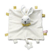 Doudou lapin Montessori blanc avec anneau de dentition et rubans sensoriels - Bébé Lova