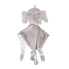 Doudou plat éléphant gris vu de face avec tissu ultra doux - Bébé Lova