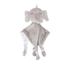 Doudou plat éléphant gris avec nœuds sensoriels et attache pratique - Bébé Lova