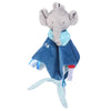 Doudou plat lapin blanc et gris avec coins noués apaisants - Bébé Lova