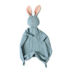Doudou lapin en mousseline bleu ciel pour bébé avec tissu respirant et toucher ultra doux - Bébé Lova