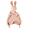 Doudou plat lapin rose poudré en coton mousseline avec longues oreilles et style minimaliste - Bébé Lova