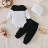 Vue arrière de l'ensemble 3 pièces bébé garçon noir et blanc - Bébé Lova