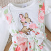 Haut blanc côtelé avec motif lapin et combinaison fleurie assortie - Bébé Lova