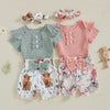 Ensemble été bébé fille disponible en pêche et vert sauge - Bébé Lova