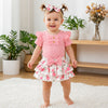 Ensemble été bébé fille body rose et bloomer fleuri porté par bébé - Bébé Lova