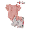 Ensemble été bébé fille rose 3 pièces body bloomer et bandeau - Bébé Lova